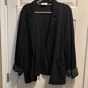 Skies Are Blue Black Blazer Relaxed Fit Open Front